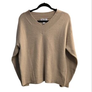 Nine West Beige V-Neck Sweater, size large